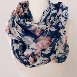Blue Floral Infinity Scarf